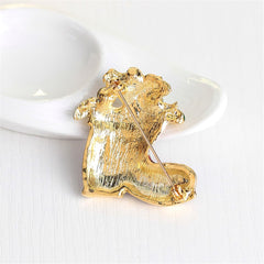 Cubic Zirconia & 18K Gold-Plated Stocking Boot Brooch