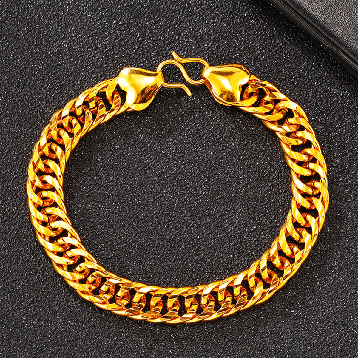 24K Gold-Plated Figaro Link Bracelet, gold bracelet for women, elegant gift for her, front view