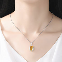 Yellow Crystal & Cubic Zirconia Silver-Plated Pendant Necklace