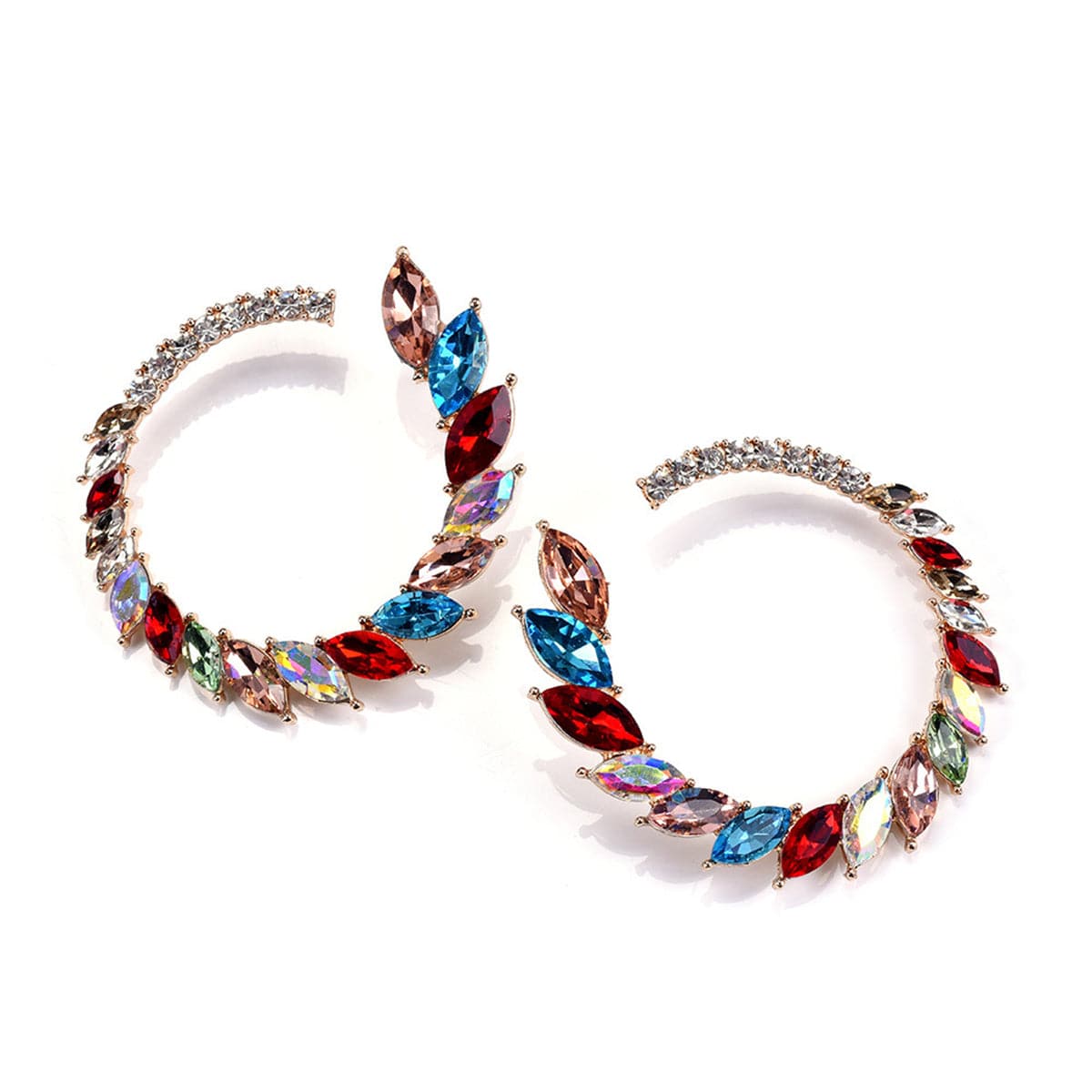 Red Crystal & Cubic Zirconia Open Wreath Stud Earrings