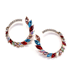 Red Crystal & Cubic Zirconia Open Wreath Stud Earrings