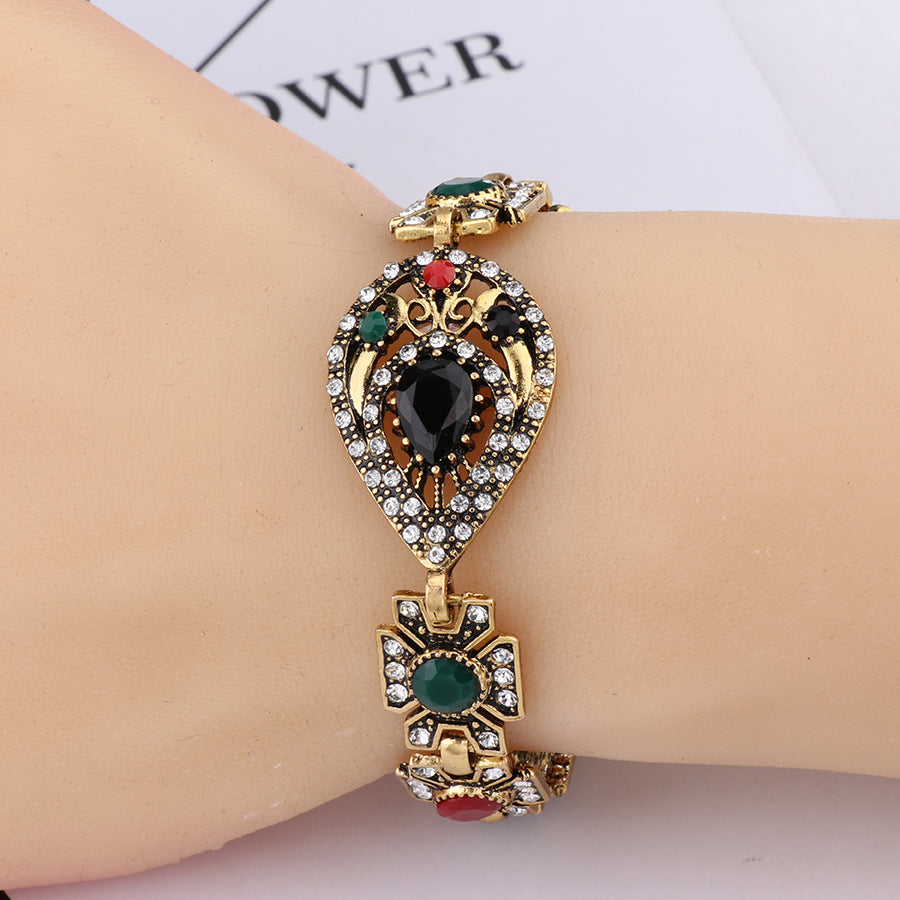 Cubic Zirconia and Resin 18K Gold-Plated Geometric Bracelet, gold bracelet for women, lifestyle look