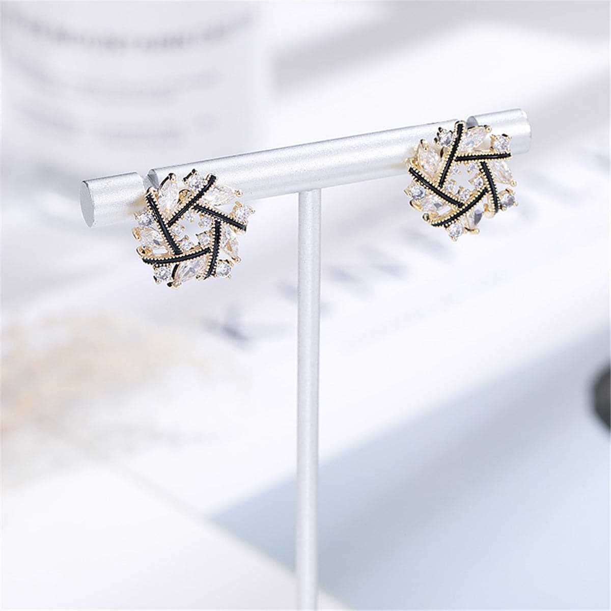 Crystal & Cubic Zirconia Snowflake Stud Earrings