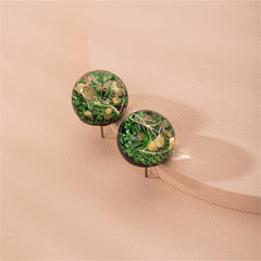Yellow & Silver-Plated Flower Ball Stud Earrings
