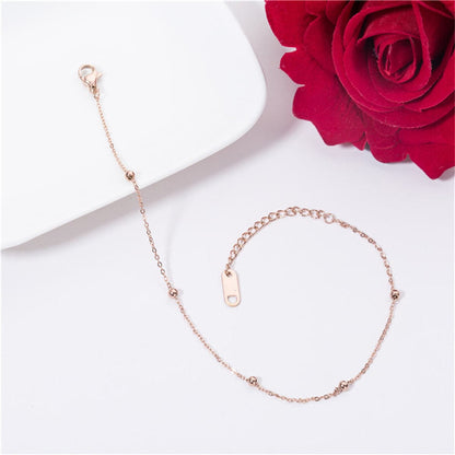 18K Rose Gold-Plated Beaded Station Bracelet, rose gold bracelet for women, everyday style, side view