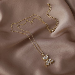 Cubic Zirconia & 18K Gold-Plated Bear Pendant Necklace