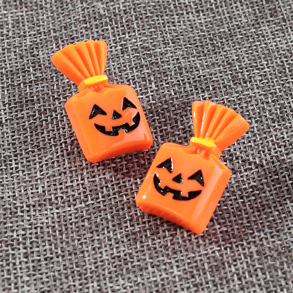 Orange and Silver-Plated Pumpkin Candy Stud Earrings, silver stud earrings for women, botanical inspired, styled look