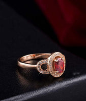 Red Crystal & Cubic Zirconia 18k Rose Gold-Plated Floral Ring