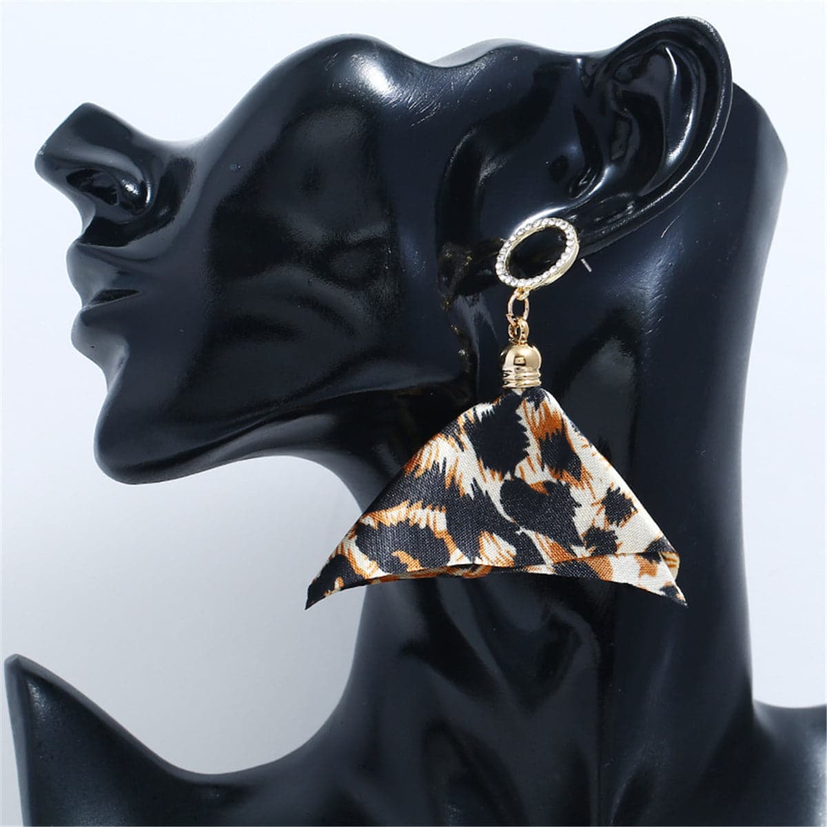 Brown Leopard Handkerchief Drop Earrings - streetregion