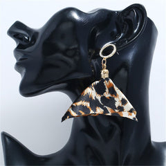 Brown Leopard Handkerchief Drop Earrings - streetregion