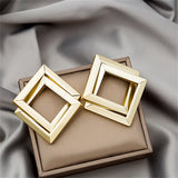 18k Gold-Plated Interlocked Open Rhombus Stud Earrings