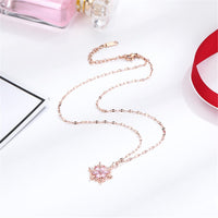 Crystal & Rose Goldtone Snowflake Pendant Necklace
