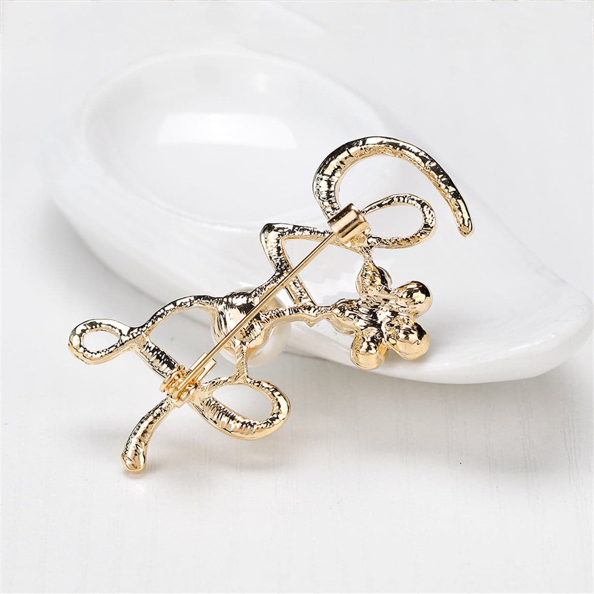Cubic Zirconia & 18k Gold-Plated 'Love' Brooch