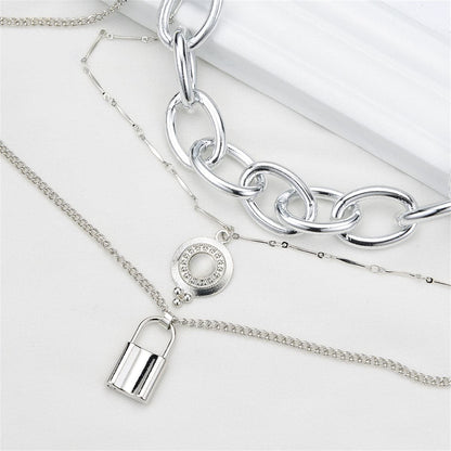 Moonstone and Silver-Plated Latch Pendant Layered Necklace, silver pendant necklace for women, everyday style, lifestyle look