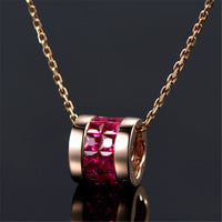 Red Crystal & 18K Rose Gold-Plated Barrel Pendant Necklace