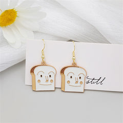 White Enamel & 18K Gold-Plated Toast Drop Earrings
