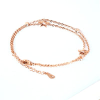 Cubic Zirconia & 18K Rose Gold-Plated Open Star Layered Bracelet