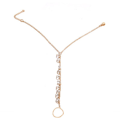 Acrylic and 18K Gold-Plated Ankle-To-Toe Ring Charm Anklet, gold statement rings for women, lifestyle look