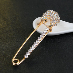 Cubic Zirconia & 18K Gold-Plated Pin Brooch