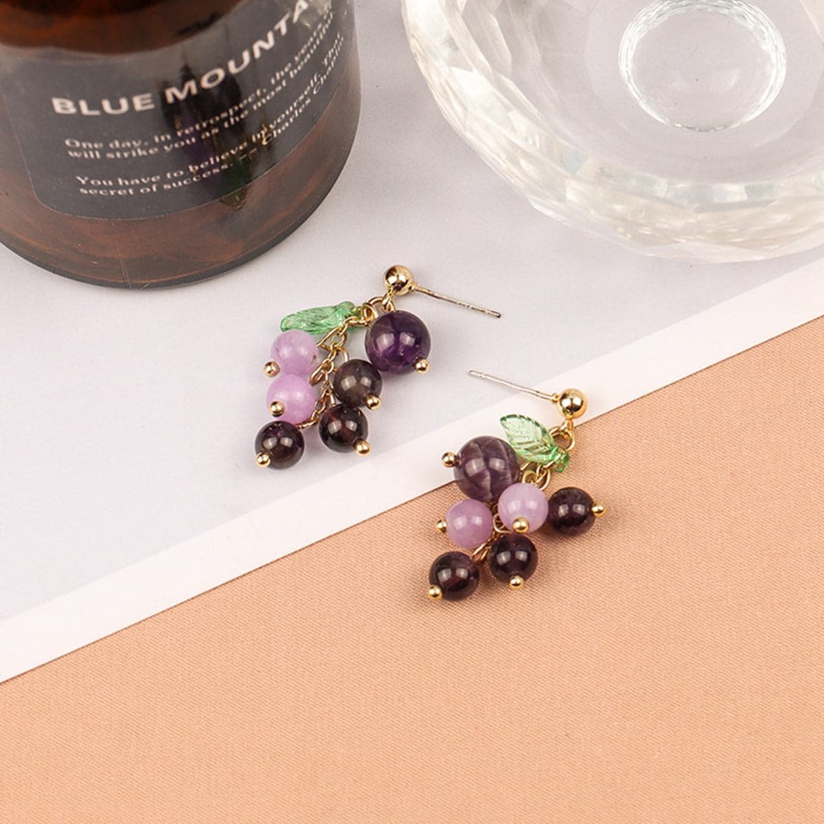 Purple & 18K Gold-Plated Grape Bunch Drop Earrings