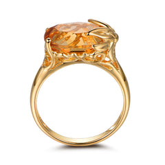 Yellow Crystal & 18K Gold-Plated Floral Ring