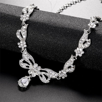 Crystal and Silver-Plated Wing Drop Earrings and Butterfly Necklace, silver drop earrings for women, side view