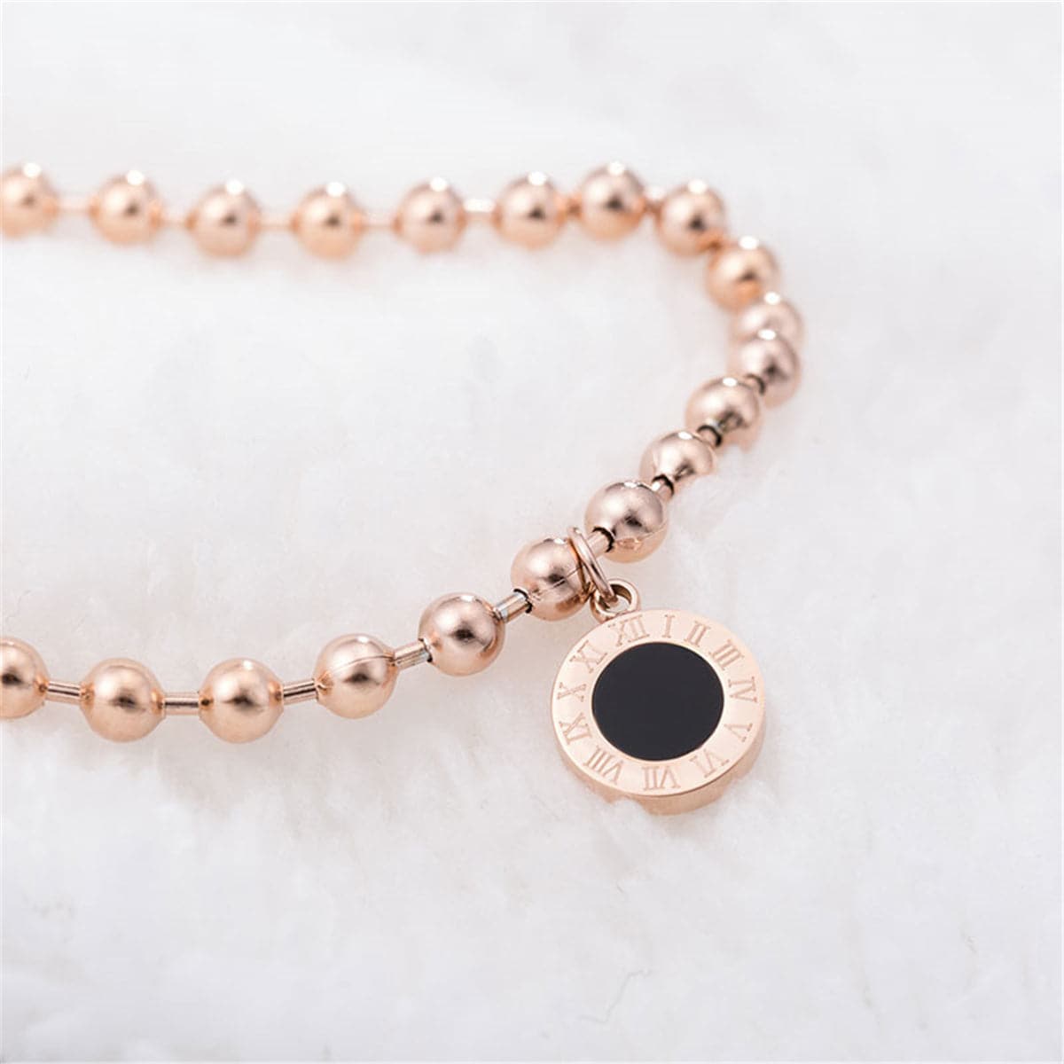 18K Rose Gold-Plated Roman Numeral Link Bracelet, rose gold bracelet for women, botanical inspired, styled look