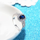 Blue Crystal & cubic zirconia Oval-Cut Promise Ring - streetregion