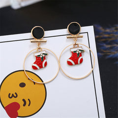 Cubic Zirconia & 18K Gold-Plated Suspended Stocking Drop Earrings