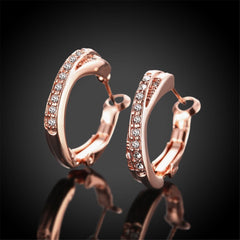Cubic Zirconia & 18K Rose Gold-Plated Hoop Earrings