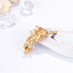 Cubic Zirconia & 18K Gold-Plated Cat & Mouse Brooch