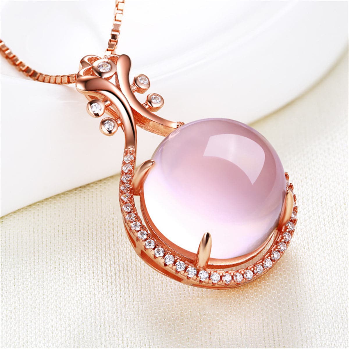 Pink Crystal & cubic zirconia Pipa Pendant Necklace - streetregion