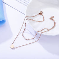 18k Rose Gold-Plated Heart Charm Layer Anklet