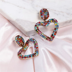 Cubic Zirconia & 18K Gold-Plated Open-Heart Drop Earrings