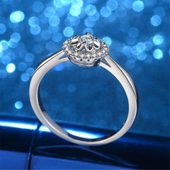 Cubic Zirconia & Silver-Plated Flower Ring
