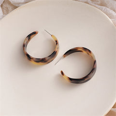 Brown & Beige Tortoise Hoop Earrings