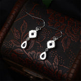 Dark Blue Crystal & Silver-Plated Princess Drop Earrings - streetregion