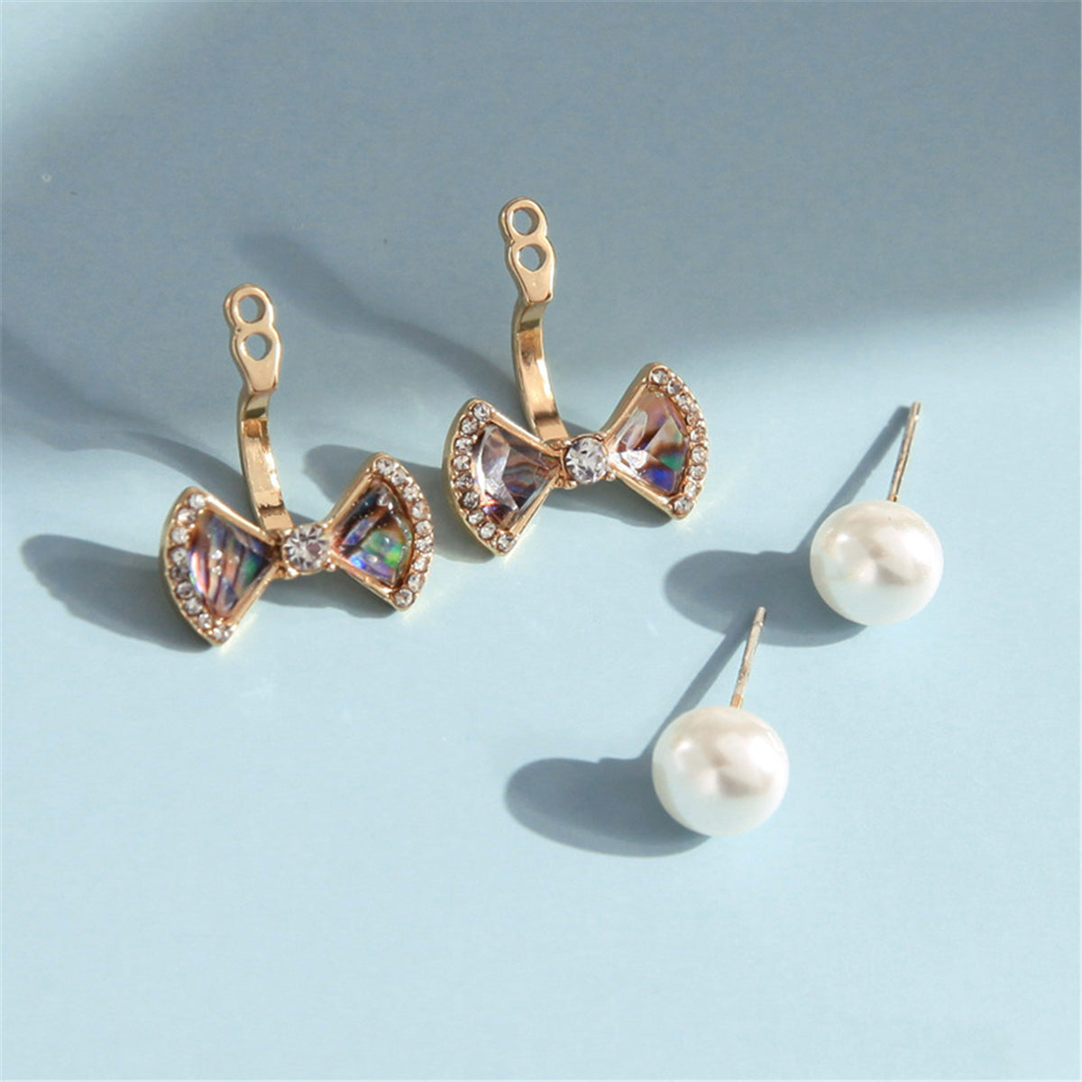 Pearl & Abalone Shell 18K Gold-Plated Ear Jackets