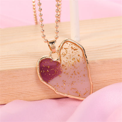 18K Gold-Plated and Light Pink Heart Pendant Necklace, gold pendant necklace for women, lifestyle look