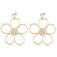 Pearl & 18k Gold-Plated Flower Drop Earring