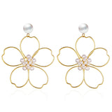 Pearl & 18k Gold-Plated Flower Drop Earring