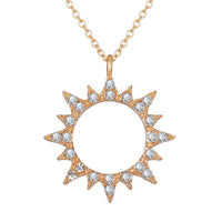 Cubic Zirconia & Goldtone Sun Pendant Necklace