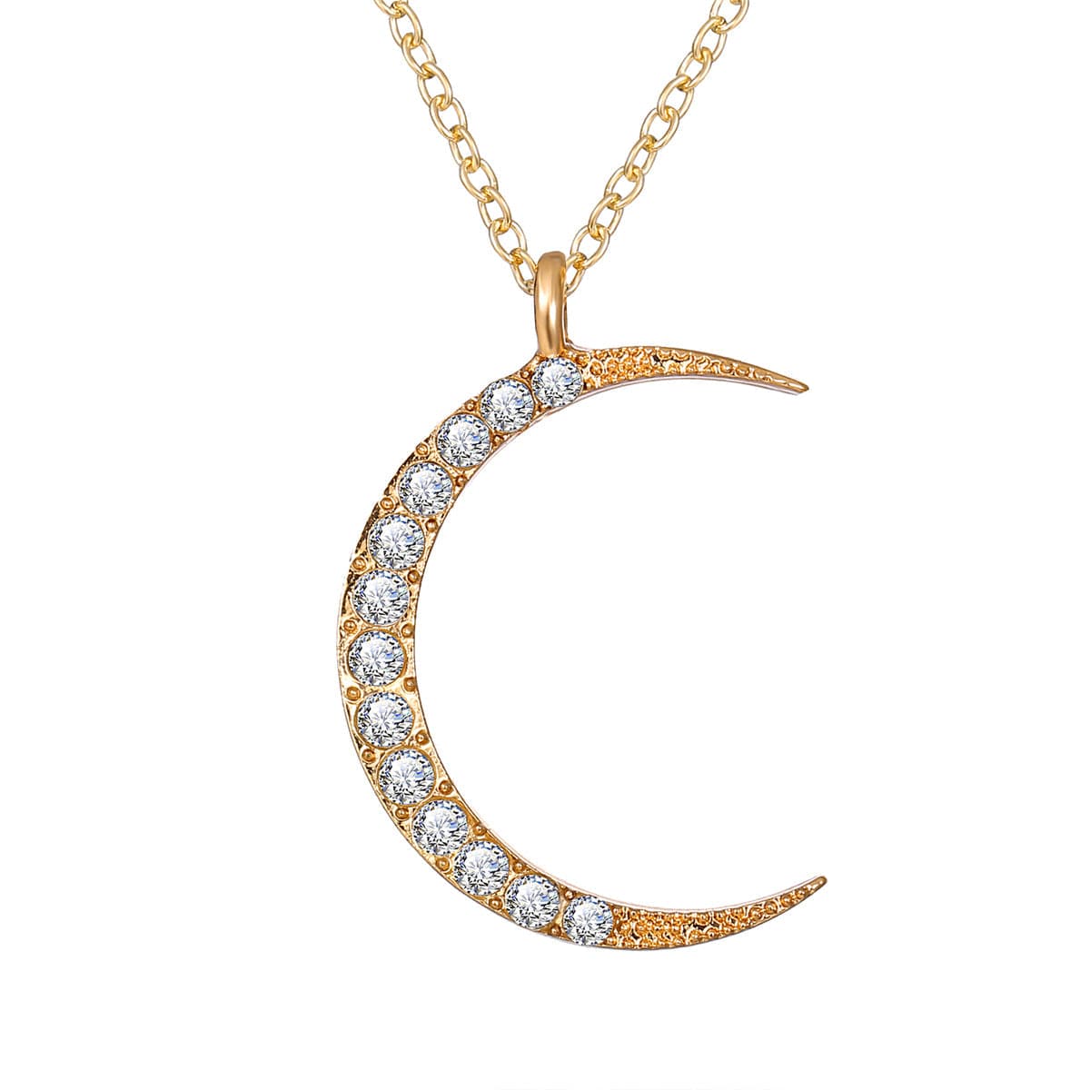 Cubic Zirconia & 18K Gold-Plated Moon Pendant Necklace