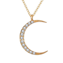 Cubic Zirconia & 18K Gold-Plated Moon Pendant Necklace