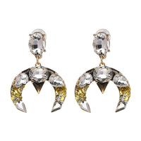 Yellow Crystal Moon Drop Earrings