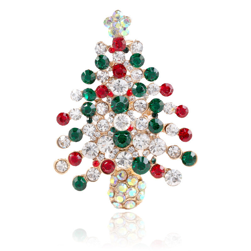 Red and White Cubic Zirconia Christmas Tree Brooch, brooch pin, botanical inspired, lifestyle look