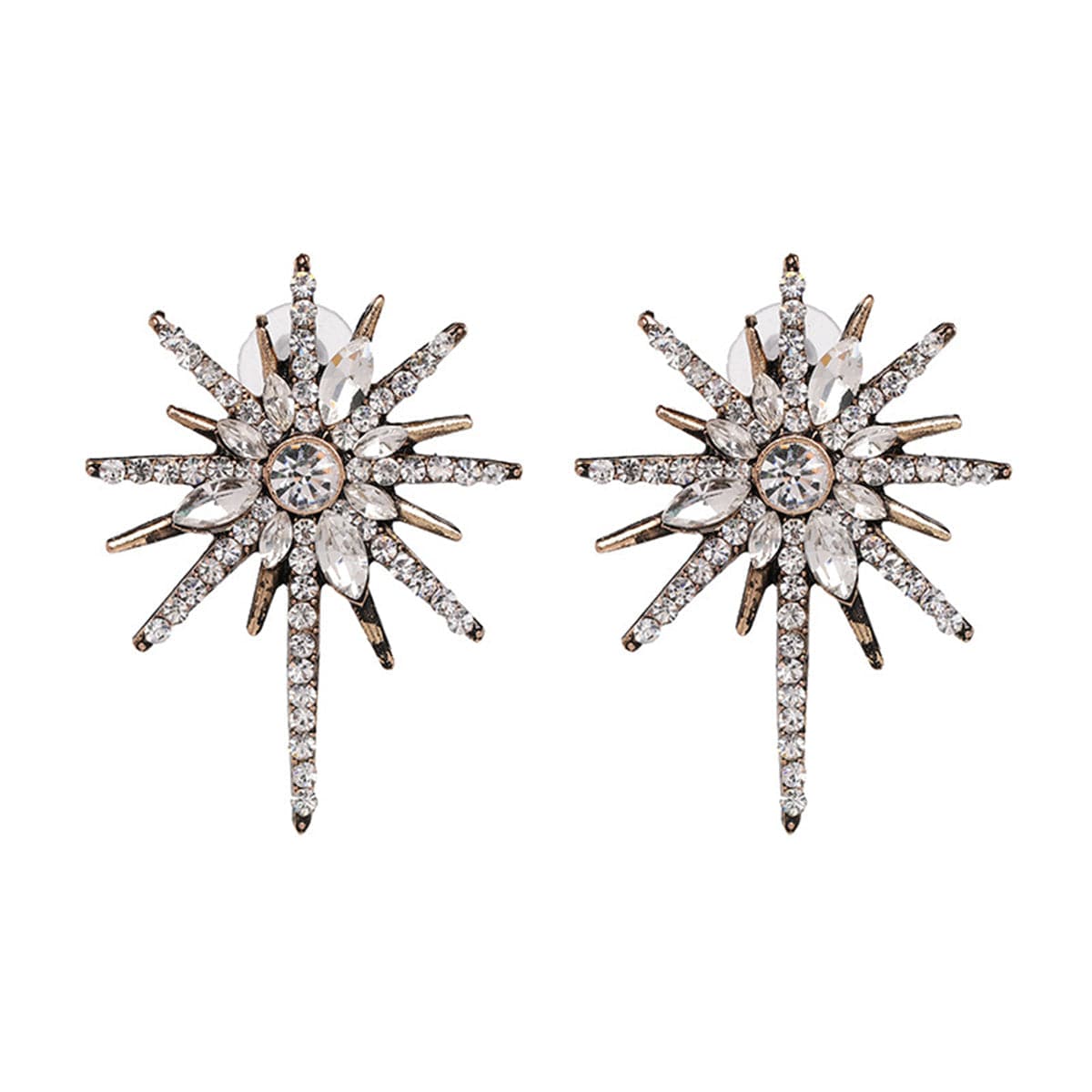 Cubic Zirconia & Crystal Star Stud Earrings