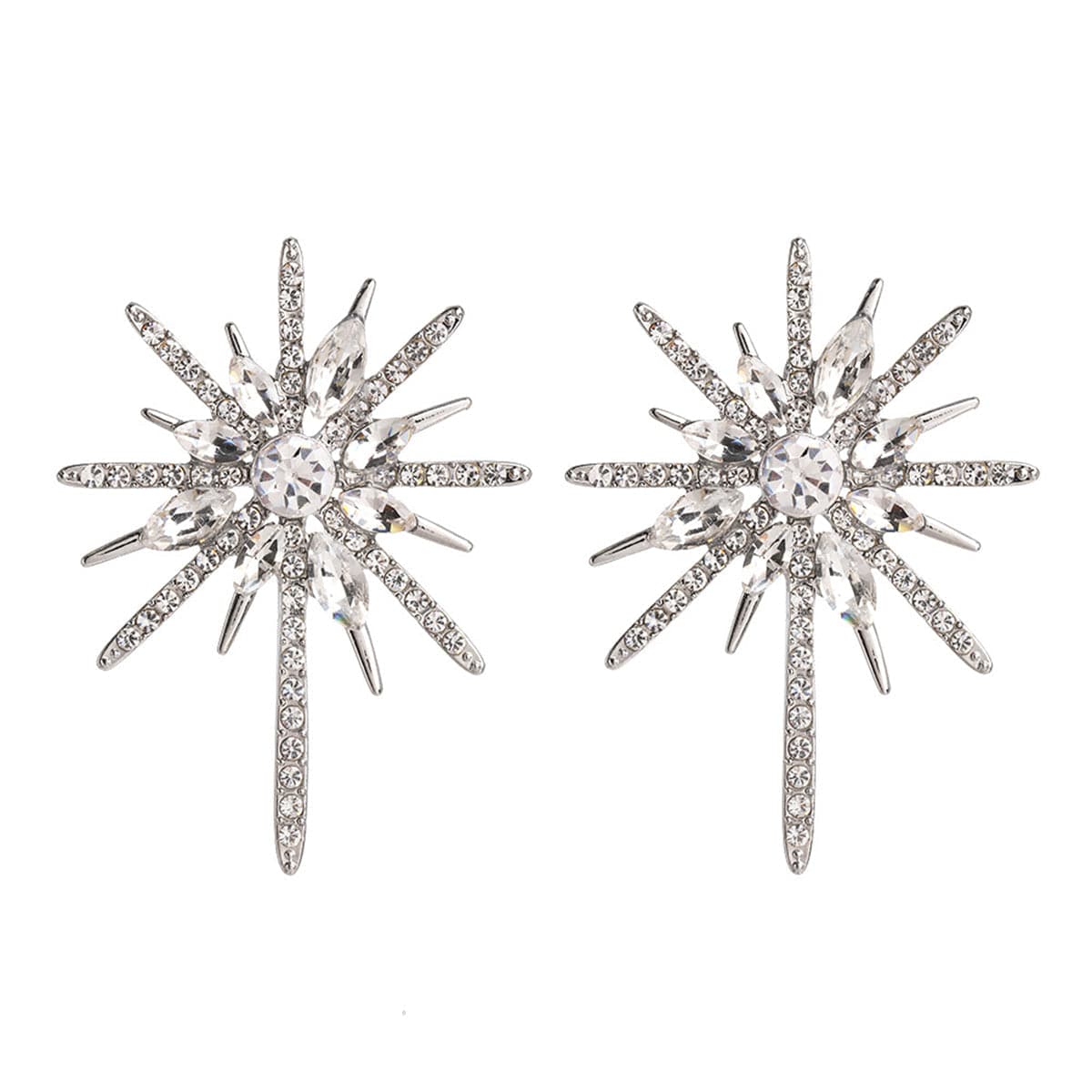 Cubic Zirconia & Crystal Sparkling Star Stud Earrings