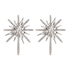Cubic Zirconia & Crystal Sparkling Star Stud Earrings