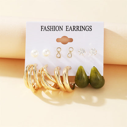 Pearl and Cubic Zirconia 18K Gold-Plated Infinity Earring Set, gold stud earrings for women, detail close-up